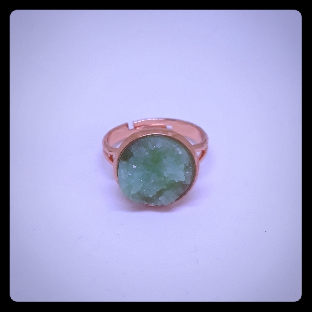 Mint and rose gold adjustable ring